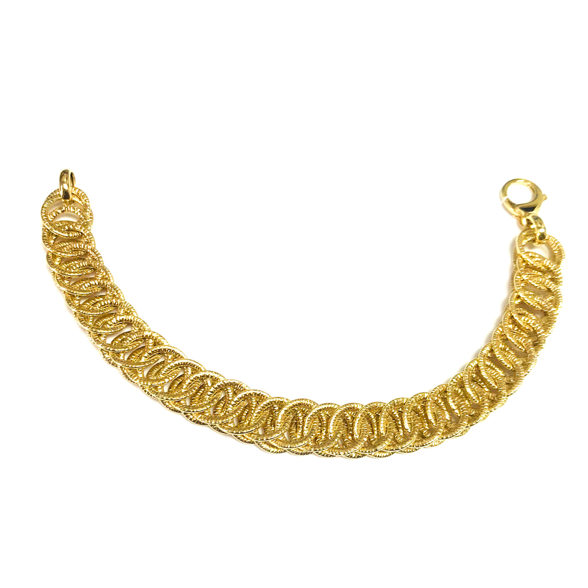 14k Yellow Gold Double Round Woven Link Fancy Bracelet, 7.75" fine designer jewelry for men and women