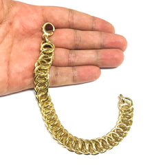 Bracelet fantaisie à maillons tissés ronds en or jaune 14 carats, bijoux de créateur fins de 7,75 pouces pour hommes et femmes