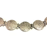 Sterling Silver Rhodium Plated Phaistos Disc Link Bracelet, 7"