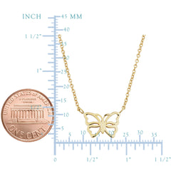 Pendentif papillon en or jaune 14 carats sur collier réglable de 17 à 18 pouces, bijoux de créateurs fins pour hommes et femmes