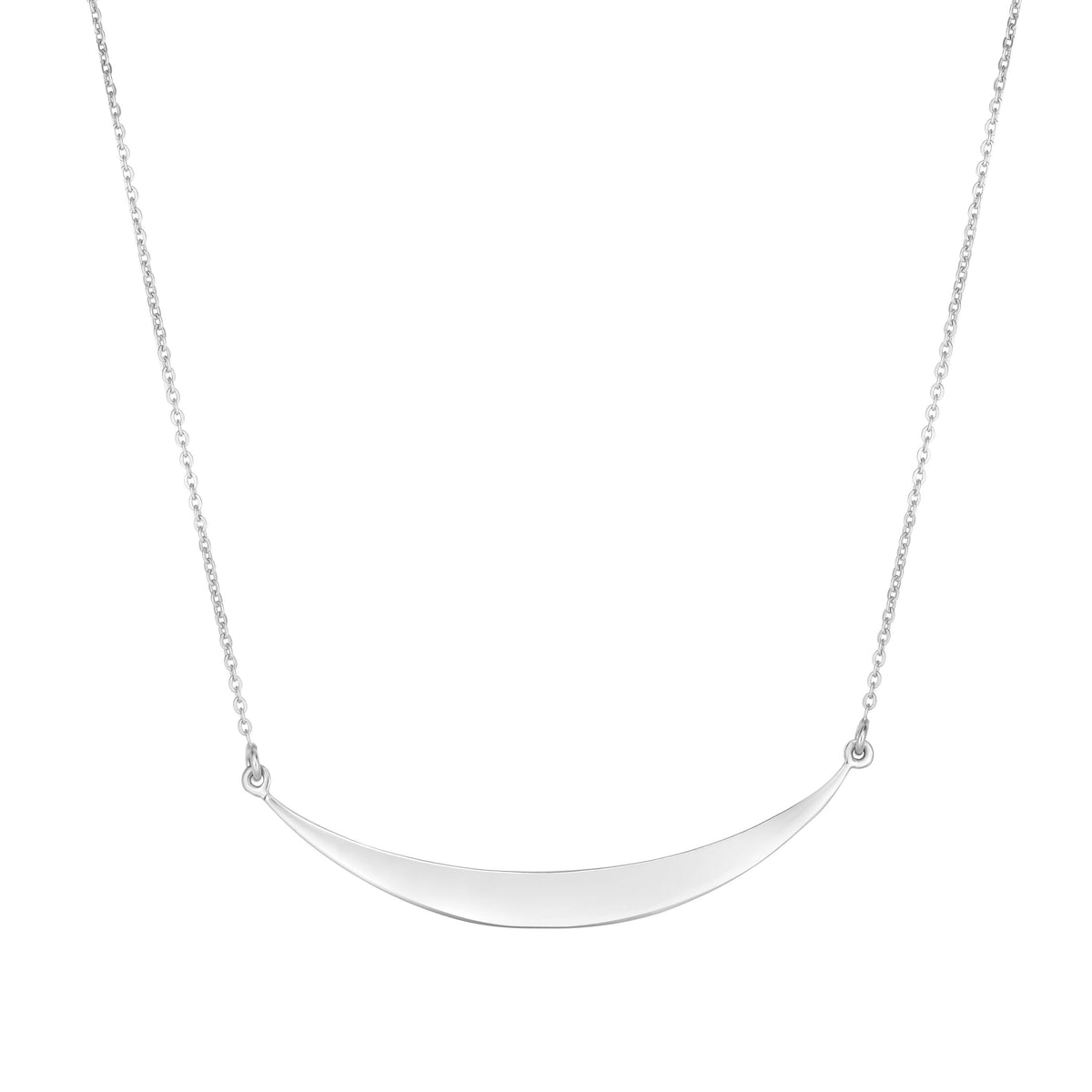 Sterling Silver Curve Bar Necklace, 18" fine designer jewelry for men and women