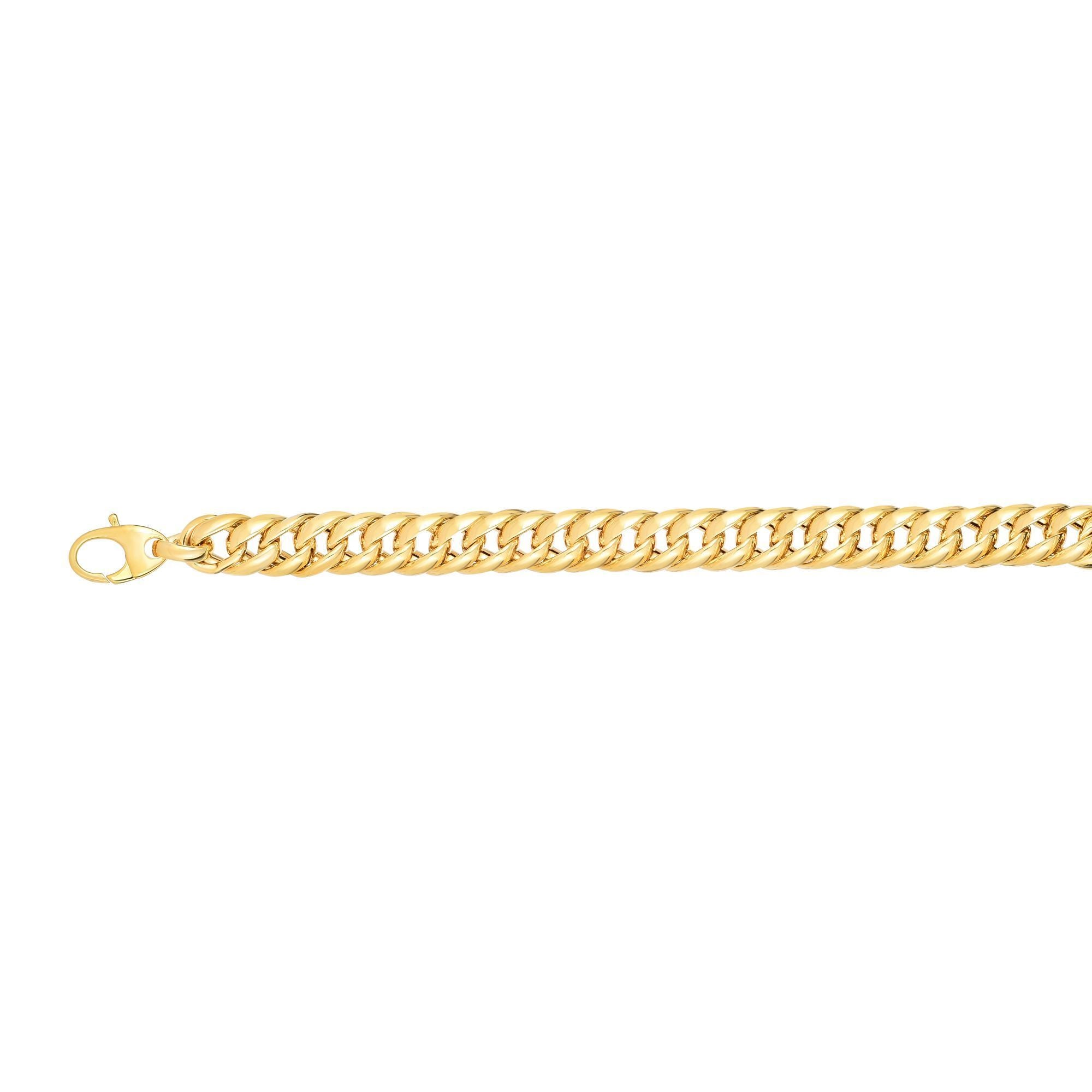 Bracelet à maillons cubains Miami en or jaune 14 carats, bijoux de créateurs fins de 7,75 pouces pour hommes et femmes