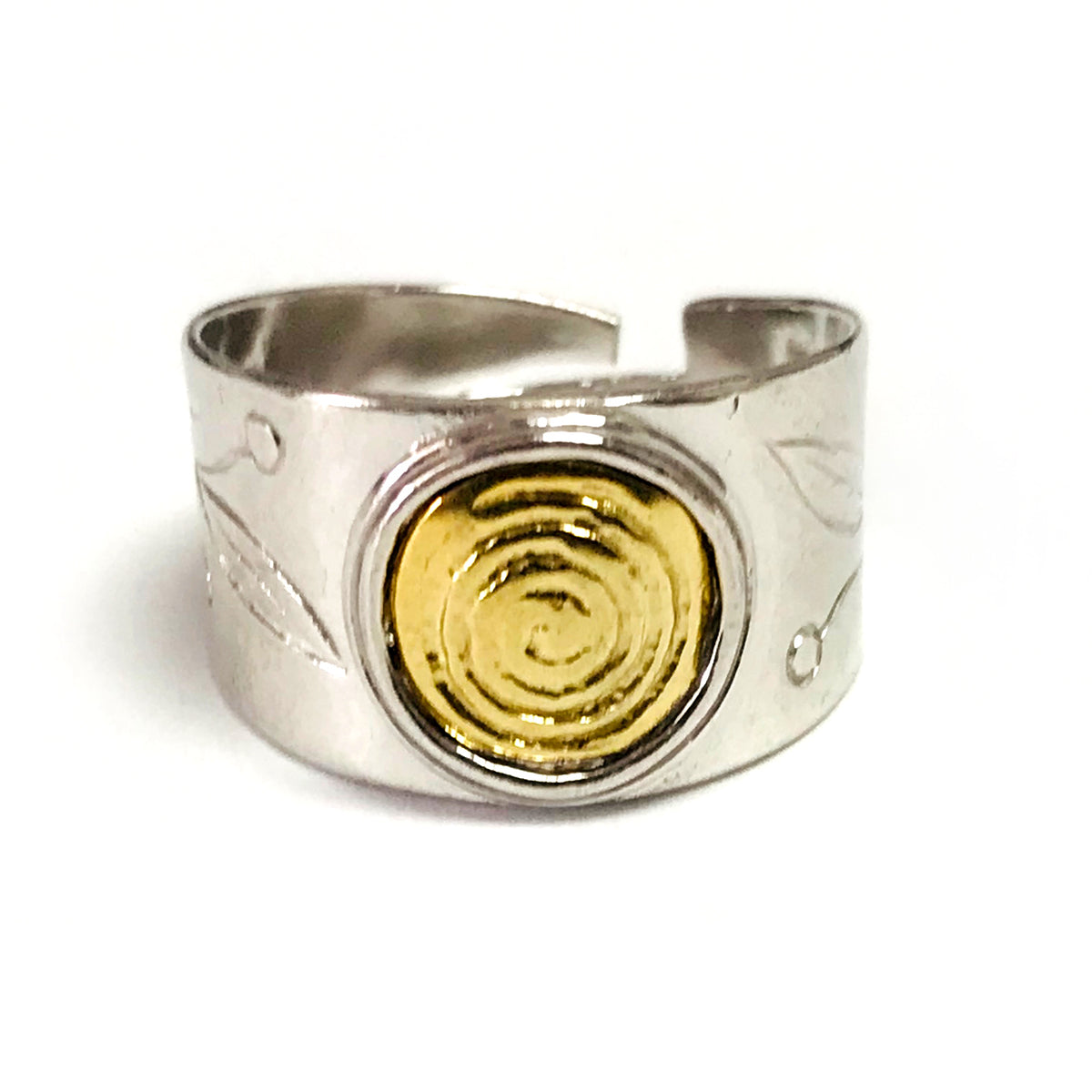 Sterling sølv og gullbelagt Spira Justerbar Ring fine designersmykker for menn og kvinner