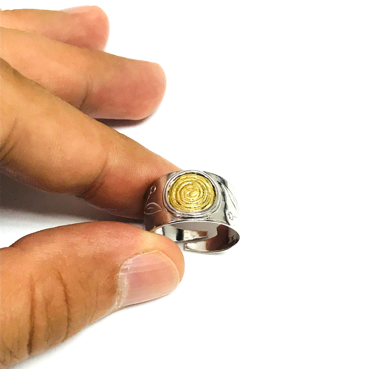 Sterling Silver and Gold Plated Spira Adjustable Ring