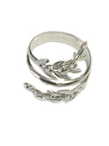 Sterling Silver Adjustable Olive Leafs Ring, Size 6