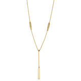 14k Yellow Gold Bar Drop Adjustable Necklace, 18"