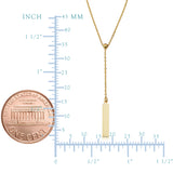 14k Yellow Gold Bar Drop Adjustable Necklace, 18"