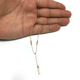 14k Yellow Gold Bar Drop Adjustable Necklace, 18"