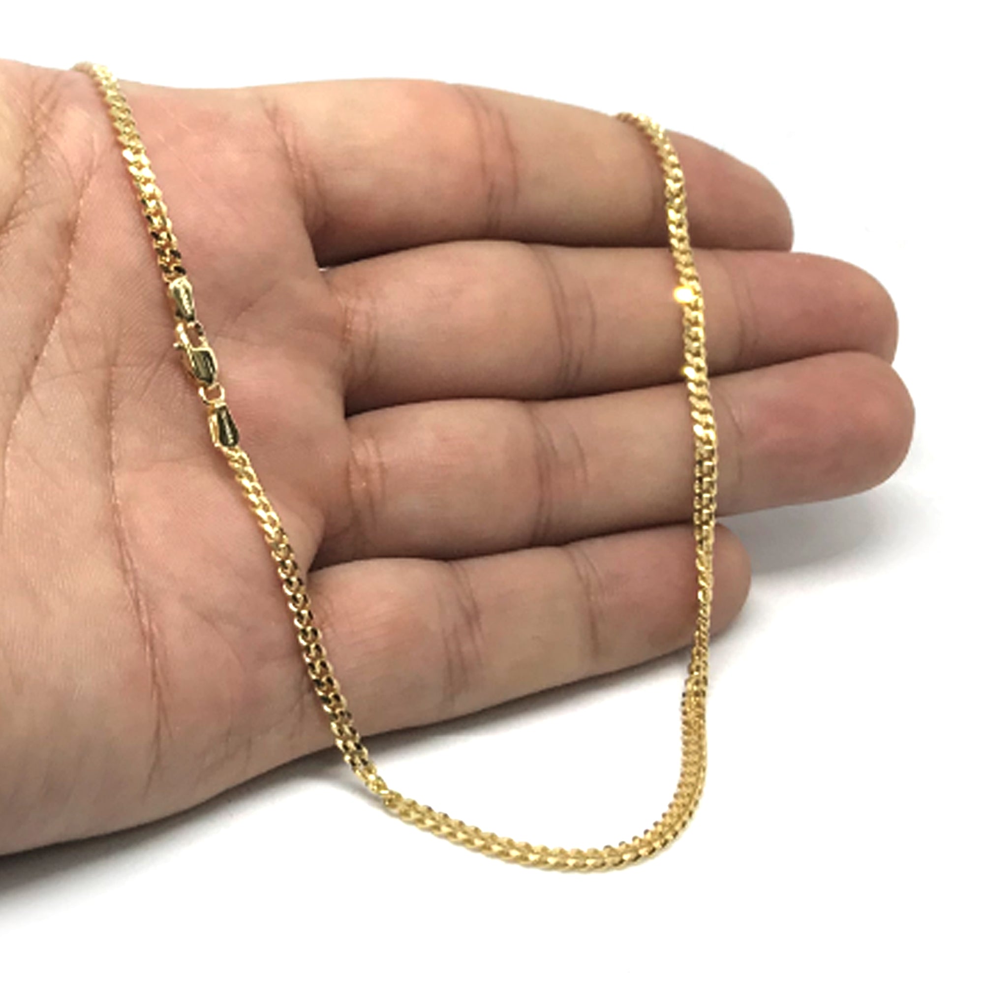 14k Yellow Gold Gourmette Chain Necklace, 3.0mm fine designer jewelry for men and women