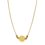 14K Yellow Gold Round Disc And Bead Necklace, 17" To 18" Adjustable