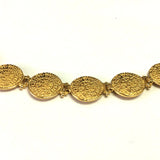 Sterling Silver 18k Gold Overlay Phaistos Disc Link Bracelet, 7"