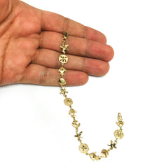 Bracelet en or jaune 14 carats avec étoile de mer et poisson, bijoux de créateur de 7 pouces pour hommes et femmes