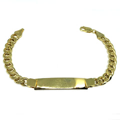 Pulsera de identificación para hombre con eslabones curb de oro amarillo de 14 quilates, joyería fina de diseño de 8,5" para hombres y mujeres