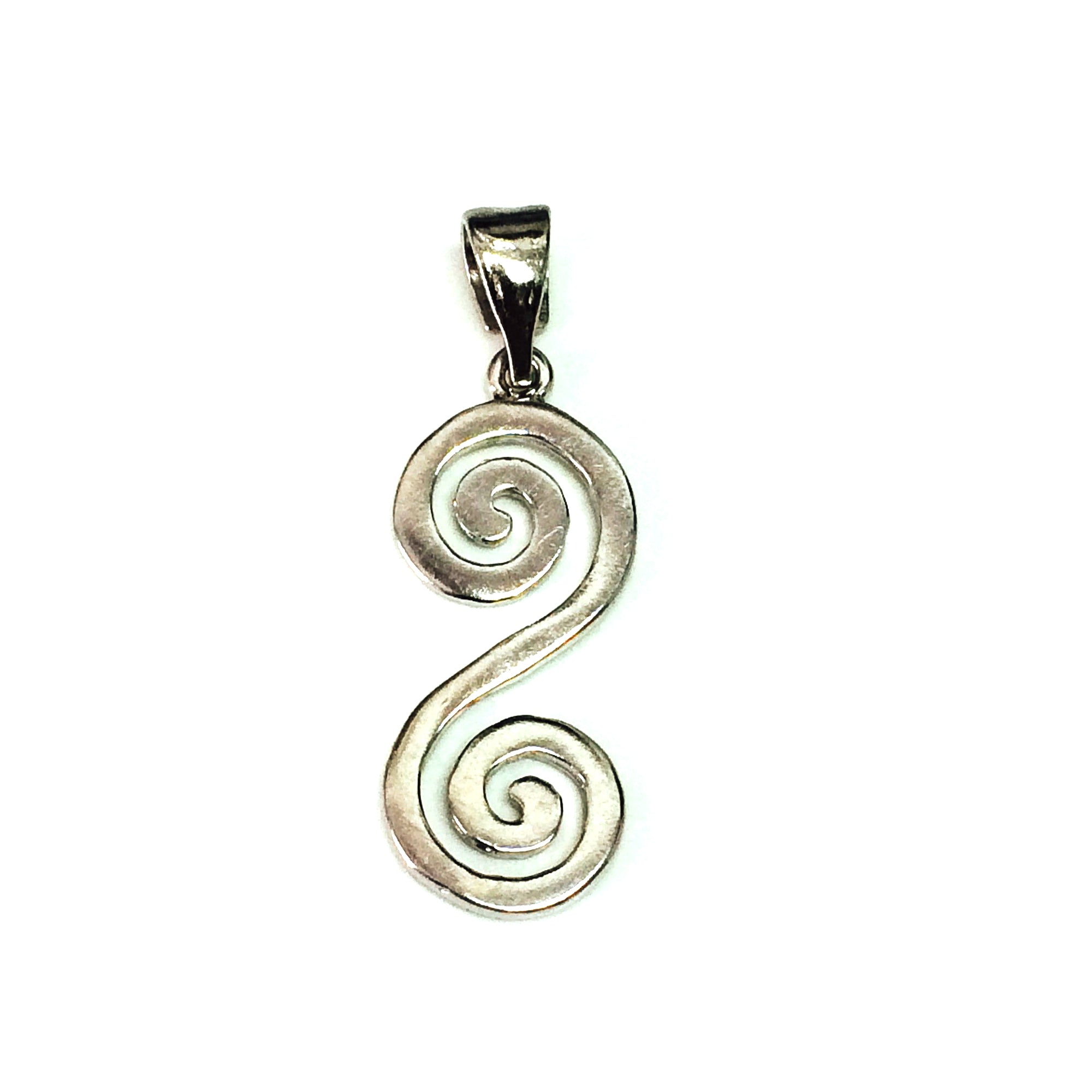 Sterling Silver Greek Double Spiral Key Pendant fina designersmycken för män och kvinnor