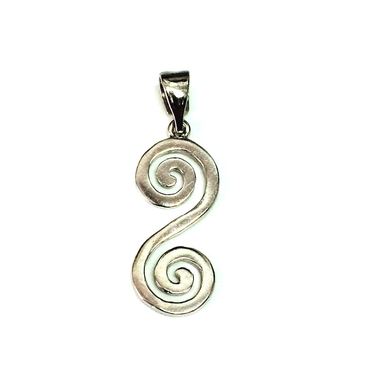 Sterling Silver Greek Double Spiral Key Pendant fina designersmycken för män och kvinnor