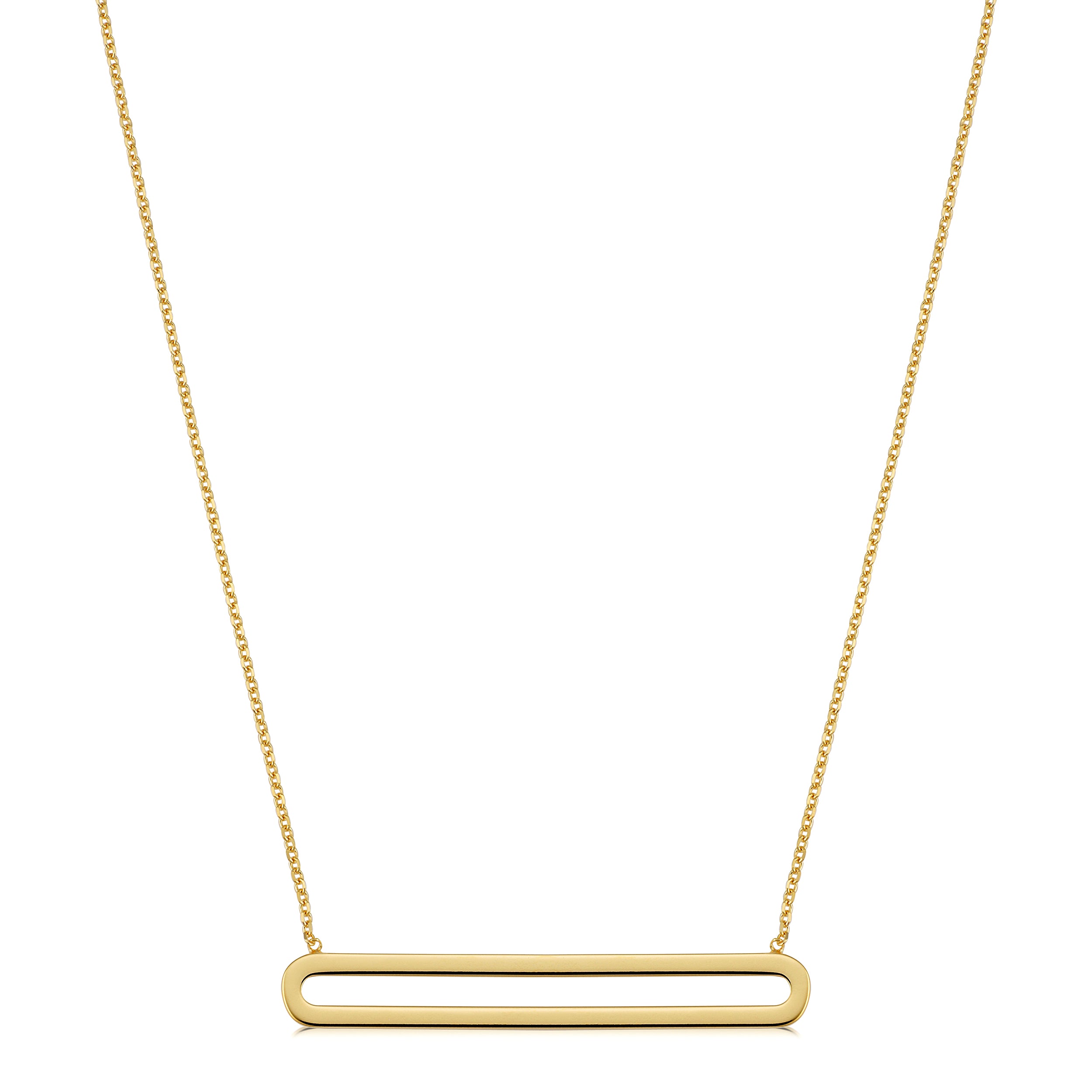14K Gul Guld Oval Bar Pendant halskæde, 18" fine designer smykker til mænd og kvinder