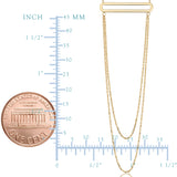 14K Yellow Gold Oval Bar Pendant With Layered Chain 18" Necklace