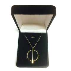 14K Yellow Gold Circle And Bar On 16" To 17" Adjustable Necklace