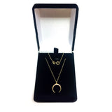 14K Gold Crescent Moon Pendant Necklace, 18"