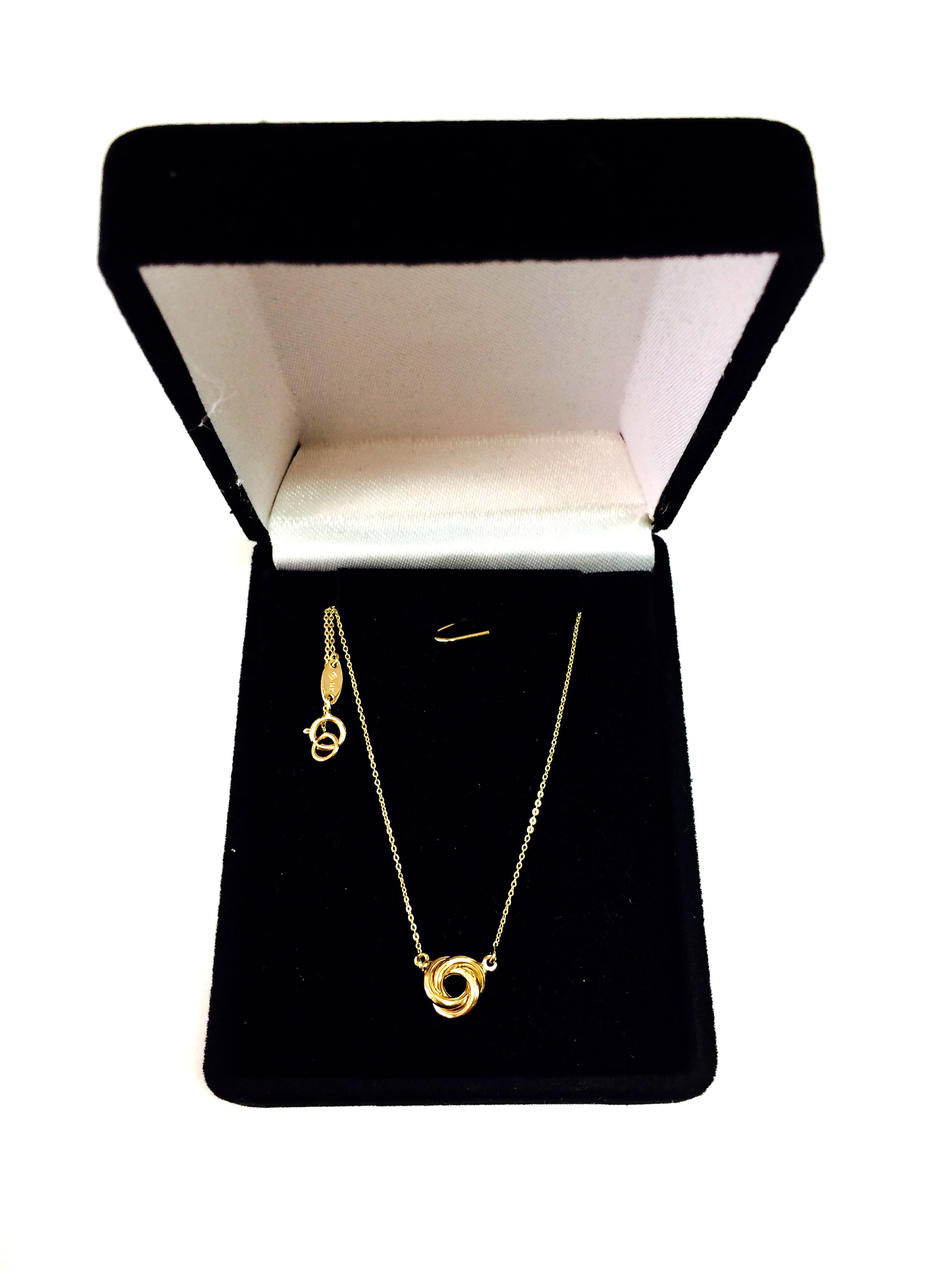 14K Yellow Gold Love Knot Pendant Necklace, 17"