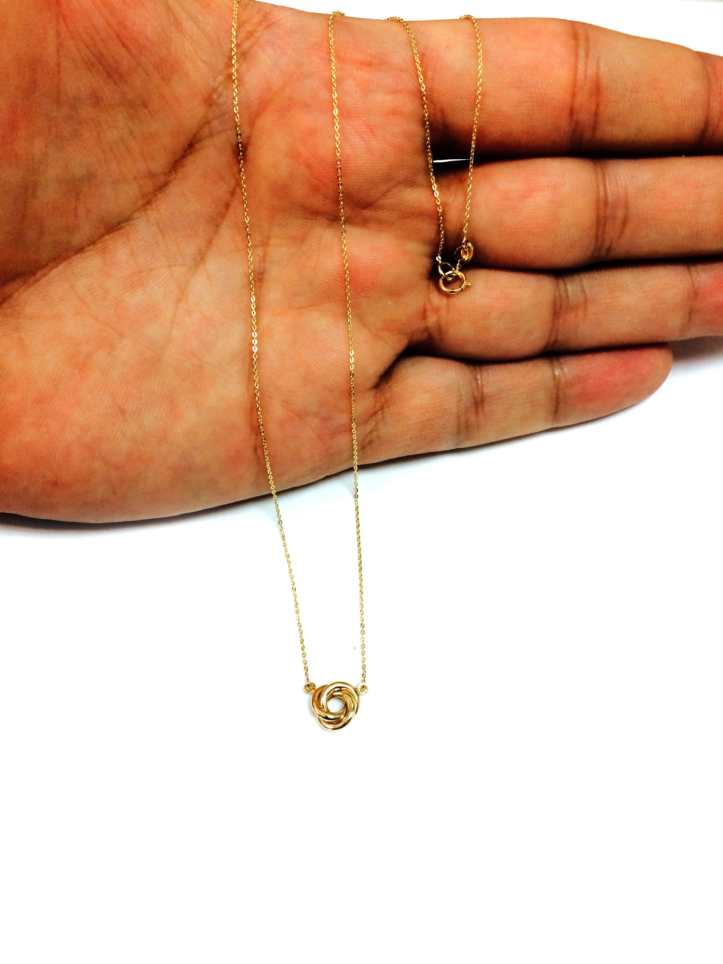 14K gul guld Love Knot Pendant halskæde, 17" fine designer smykker til mænd og kvinder