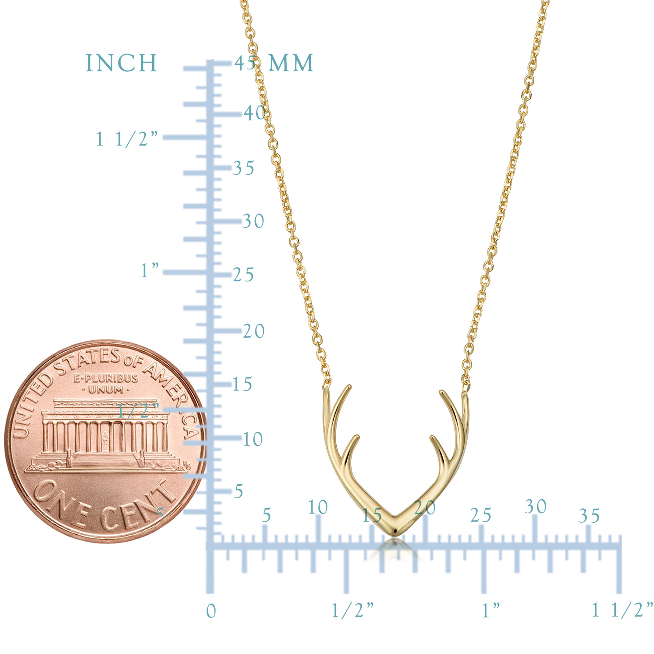 Justerbart halsband i 14 k gult guld på horn, 18" fina designersmycken för män och kvinnor