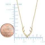 14k Yellow Gold Antler Adjustable Necklace, 18"