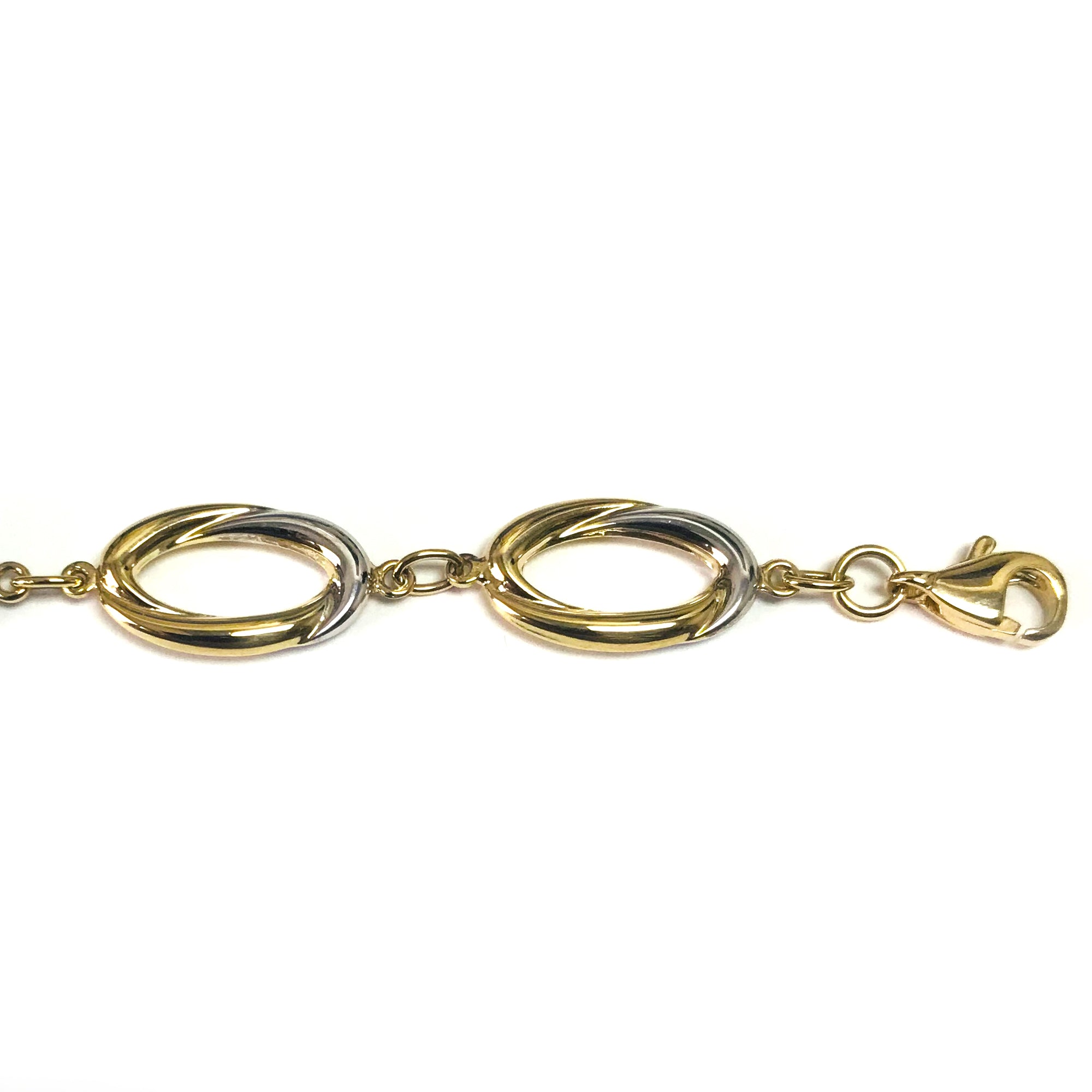 14k Yellow And White Gold Oval Links Bracelet, 7,5" fine designer jewelry for men and women