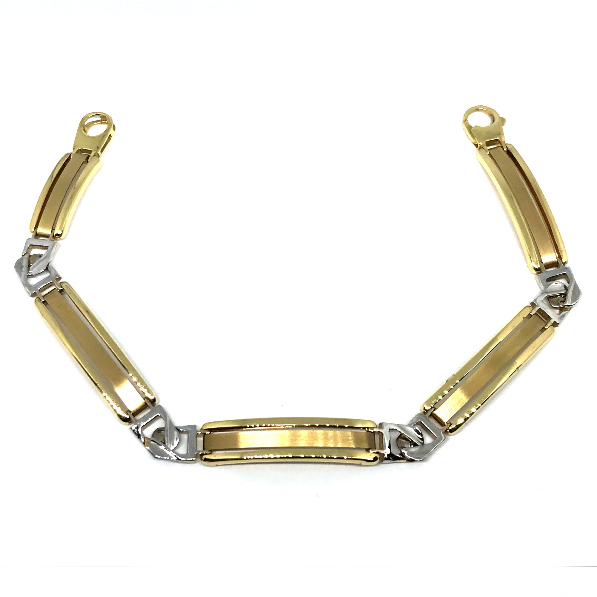Bracelet pour hommes à maillons fantaisie en or jaune et blanc 14 carats, bijoux de créateurs fins de 8,25 pouces pour hommes et femmes