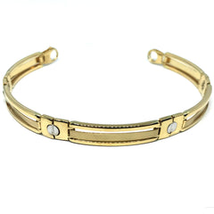 Bracciale da uomo con testa di chiodo in oro giallo e bianco 14k, gioielli di alta moda da 8,25" per uomini e donne