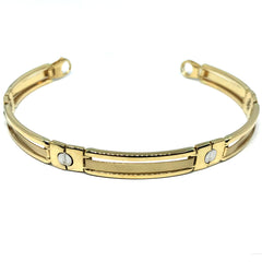 14k Yellow And White Gold Nail Head Mens Bracelet, 8.25" fine designer jewelry for men and women