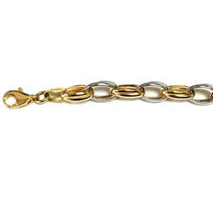 14k Yellow And White Gold Oval Links Bracelet, 7,25" fine designer jewelry for men and women