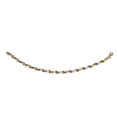 Bracelet à motifs ondulés finition or jaune et blanc 14 carats, bijoux de créateurs fins de 7,25 pouces pour hommes et femmes