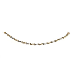 14k Yellow And White Gold Finish Wave Patterned Bracelet, 7,25" fine designer jewelry for men and women