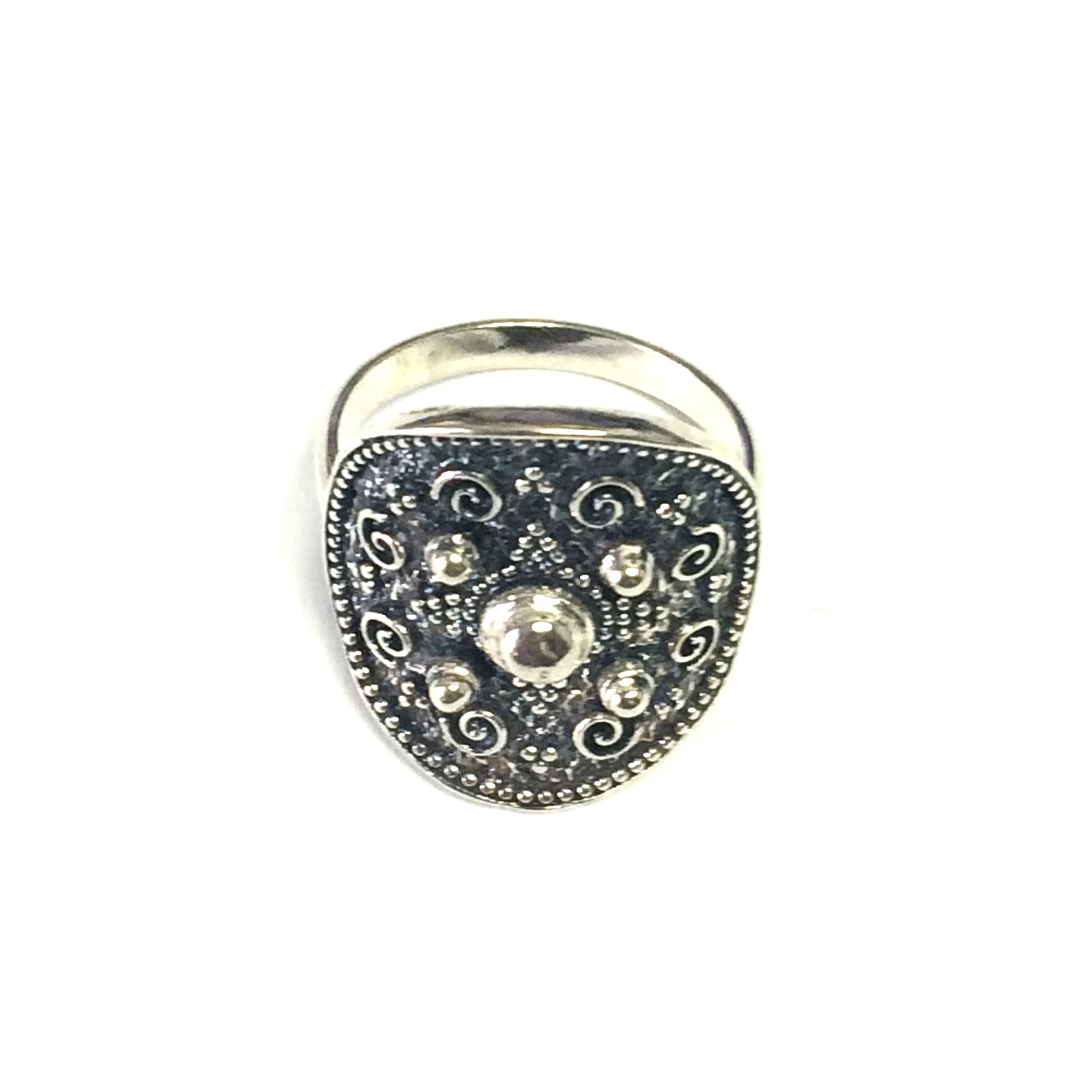 Runder Ring aus Sterlingsilber im byzantinischen Stil, feiner Designerschmuck für Männer und Frauen