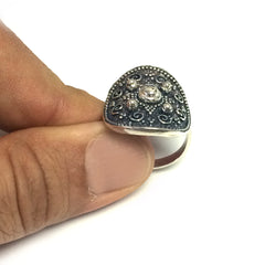 Runder Ring aus Sterlingsilber im byzantinischen Stil, feiner Designerschmuck für Männer und Frauen