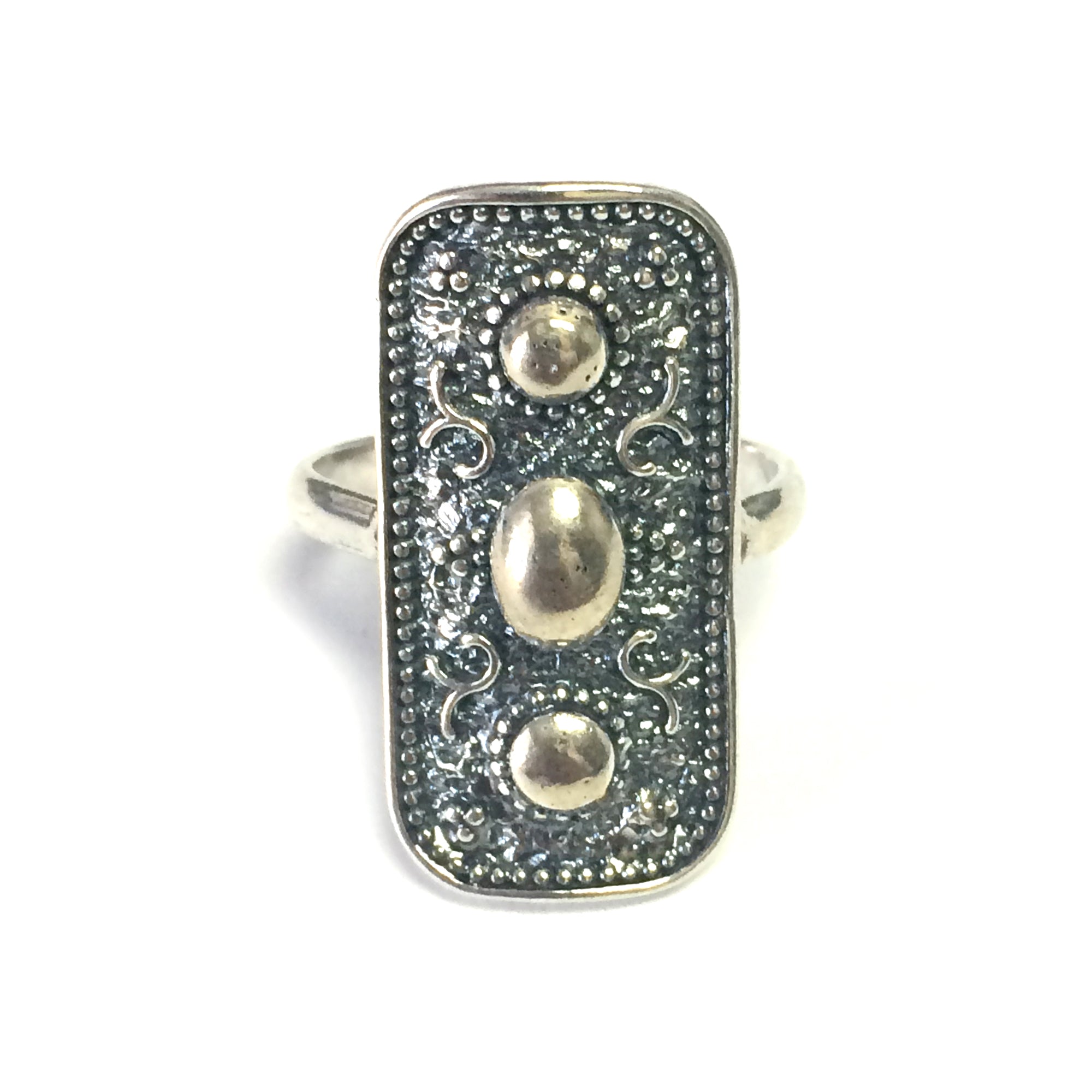 Bague rectangulaire de style byzantin en argent sterling, bijoux de créateur raffinés pour hommes et femmes