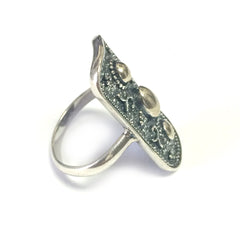 Rechteckiger Ring aus Sterlingsilber im byzantinischen Stil, feiner Designerschmuck für Männer und Frauen