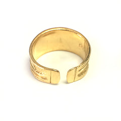 Sterling sølv og 18 karat gul guld overlejring byzantinsk justerbar båndring fine designer smykker til mænd og kvinder
