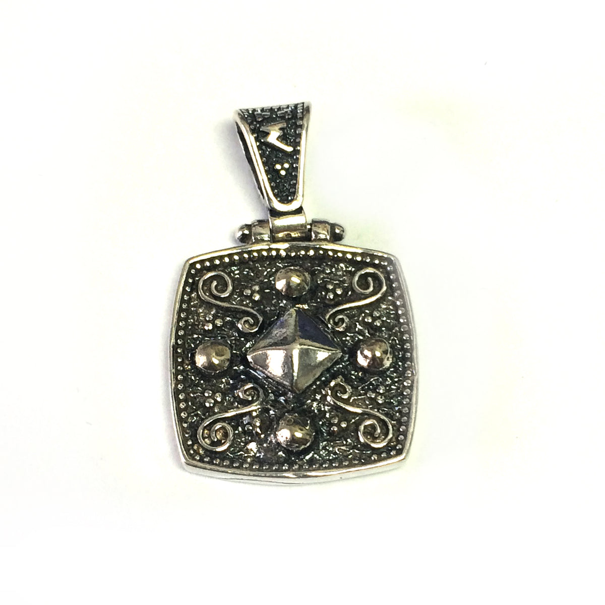 Oxideret Sterling Sølv Byzantinsk Stil Firkantet Pendant fine designer smykker til mænd og kvinder
