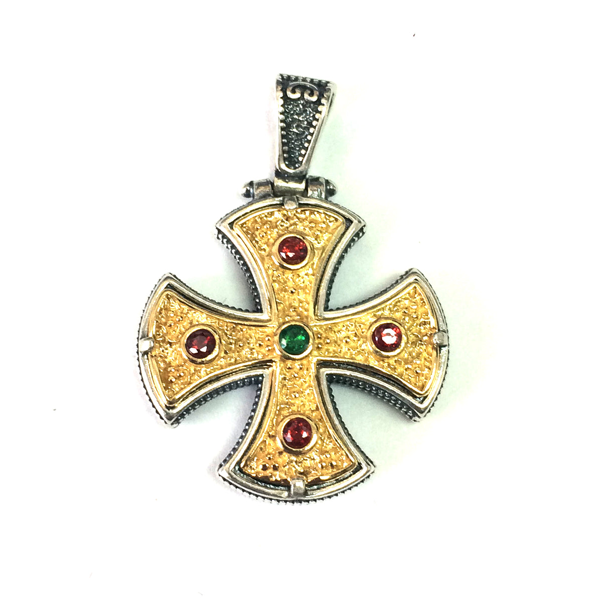 Sterling sølv 18 karat gull overlegg bysantinsk stil korsheng fine designersmykker for menn og kvinner