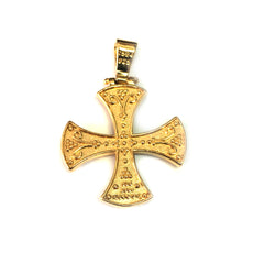 Ciondolo croce in stile bizantino in argento sterling 18 carati con rivestimento in oro, gioielli di design per uomini e donne