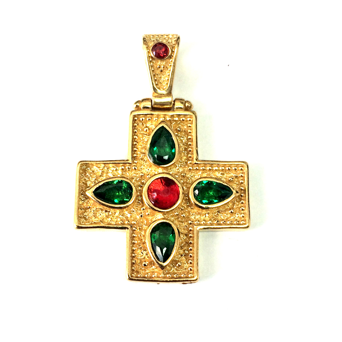Ciondolo croce in stile bizantino in argento sterling 18 carati con rivestimento in oro, gioielli di design per uomini e donne