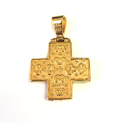 Pendentif croix de style byzantin en argent sterling 18 carats avec superposition d'or, bijoux de créateurs fins pour hommes et femmes
