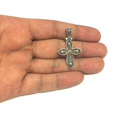Oxidized Sterling Silver Byzantine Style Cross Pendant fine designer jewelry for men and women