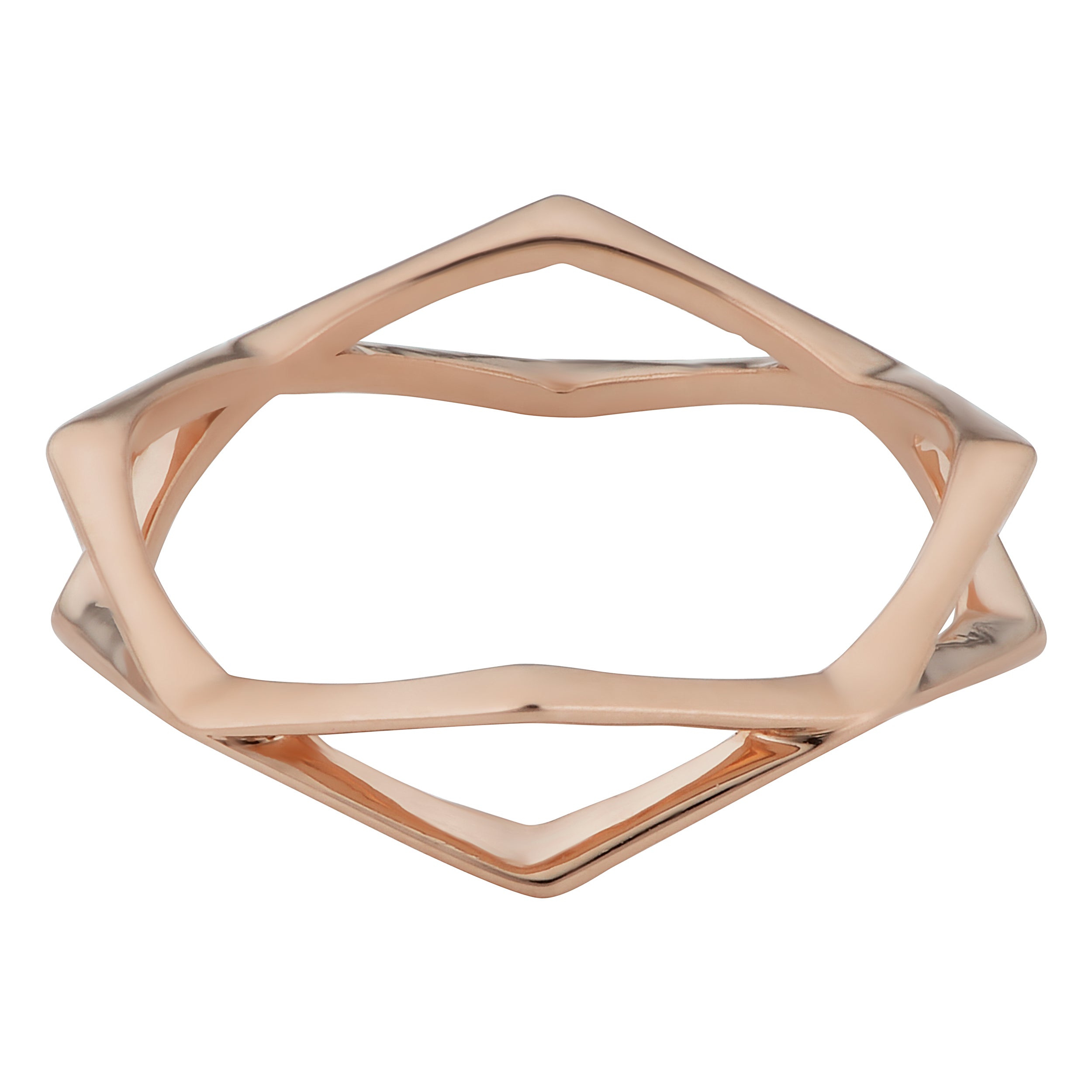 Anillo con forma geométrica de oro rosa de 14 quilates, joyería fina de diseño para hombres y mujeres