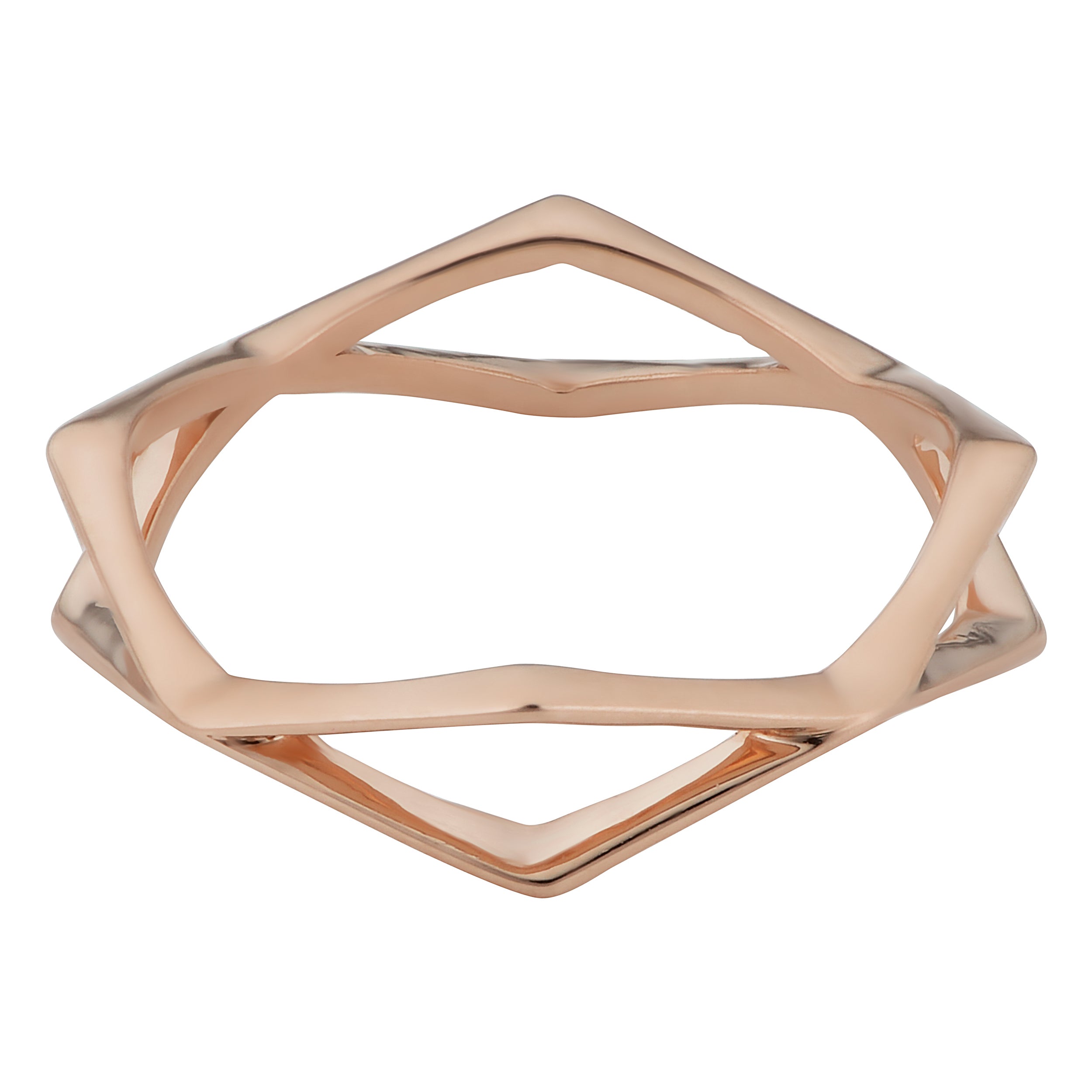 Ring aus 14-karätigem Roségold mit geometrischer Form, feiner Designerschmuck für Männer und Frauen