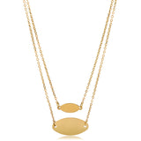 14K Yellow Gold Graduated Oval Disc Layered Necklace, 18"