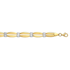 14k Yellow Gold Curved Bar Link Fancy Bracelet, 7.25" fine designer jewelry for men and women