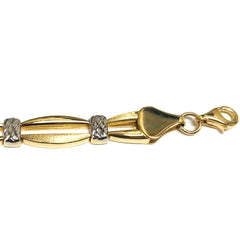 Bracciale fantasia con maglie a barra curva in oro giallo 14k, gioielleria raffinata da 7,25" per uomini e donne